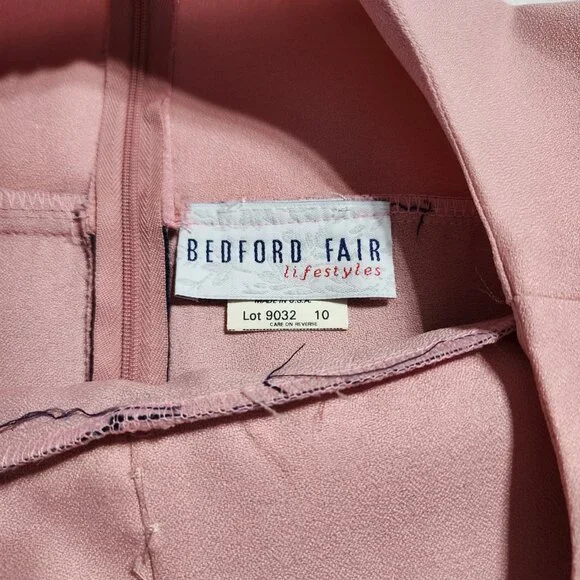 Vintage 1980's Bedford Fair Lifestyles Pink & Navy Dress - Size 10โ - Picture 2 of 4